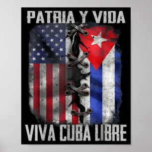Patria Y Vida Viva Cuba Libre Patriottische Retro Poster