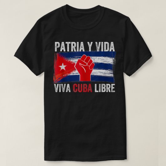Patria Y Vida Viva Cuba Libre SOS Cuba Free Cuban  T-shirt (Design voorkant)
