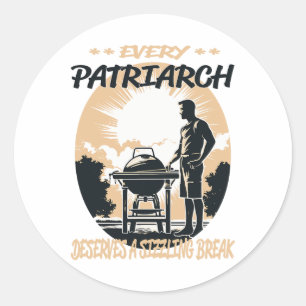 Patriarch Funny BBQ Chef of Grill Fun Ronde Sticker