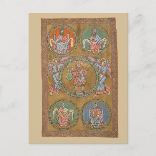 Patriarchen Abraham Izaäk Jacob Middeleeuws manusc Briefkaart (Voorkant)