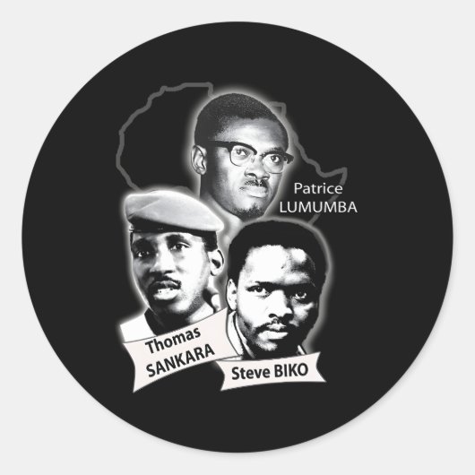 Patrice Lumumba Thomas Sankara Steve Biko Ronde Sticker (Voorkant)
