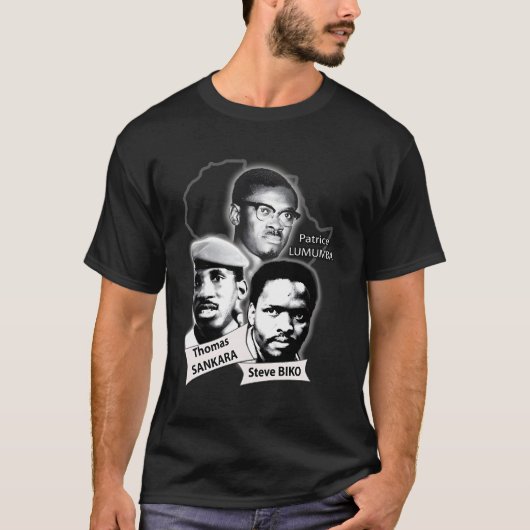 Patrice Lumumba Thomas Sankara Steve Biko T-shirt (Voorkant)