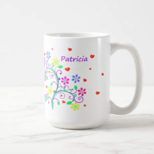 Patricia, bloemen, harten, zwoegen - We *Heart* Ji Koffiemok