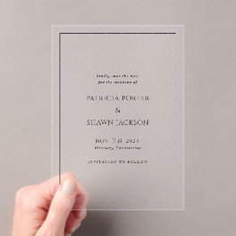 Patricia Classic Elegant Wedding Save the Date Acryl Uitnodigingen