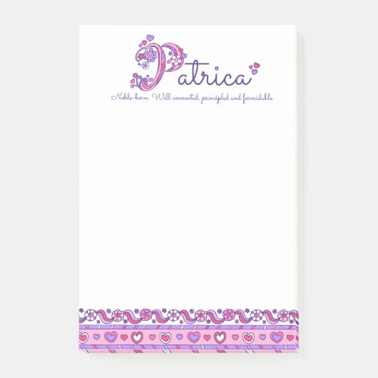Patricia gepersonaliseerde P naam betekent post he Post-it® Notes (Voorkant)