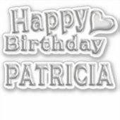 Patricia Happy Birthday silver Aufkleber Sticker (Voorkant)