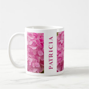 "Patricia" naam en roze lente hortensia bloem Koffiemok