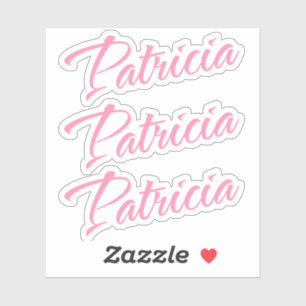Patricia naam in roze cursieve doopvont x3 sticker
