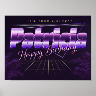 Patricia Naam Vorname lila retro Poster Geburtstag