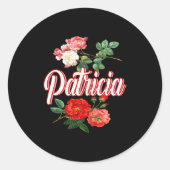 Patricia Name With Flowers  Ronde Sticker (Voorkant)