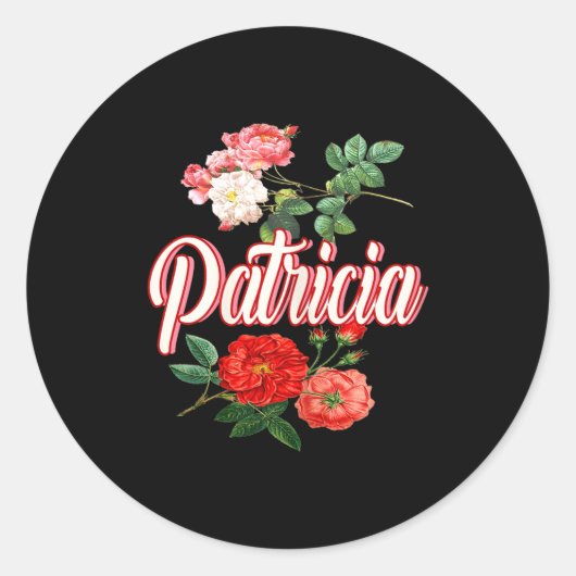 Patricia Name With Flowers  Ronde Sticker (Voorkant)