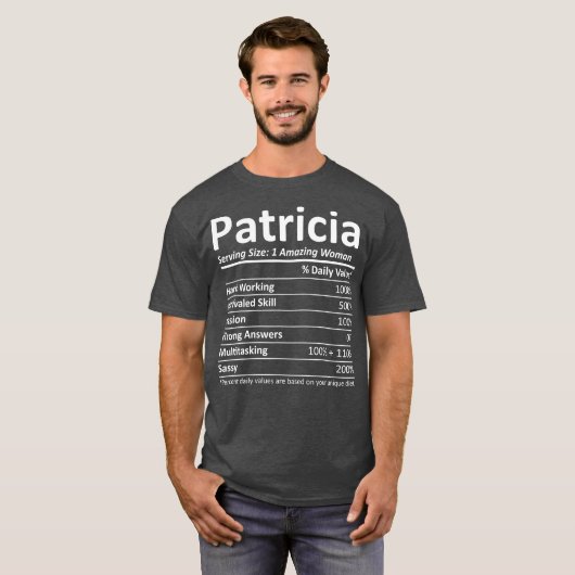 PATRICIA Nutrition Persoonlijke benaming Funny Gif T-shirt (Voorkant volledig)