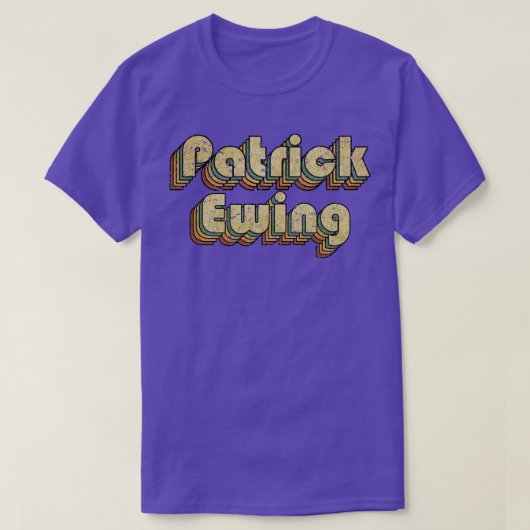 Patrick Ewing Rainbow Typography Style 70s T-shirt (Design voorkant)