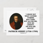 Patrick Henry geef me vrijheid of geef me de dood! Briefkaart (Voorkant / Achterkant)