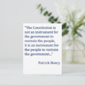 Patrick Henry Grondwet Quote Briefkaart (Staand voorkant)