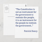 Patrick Henry Grondwet Quote Briefkaart (Voorkant / Achterkant)