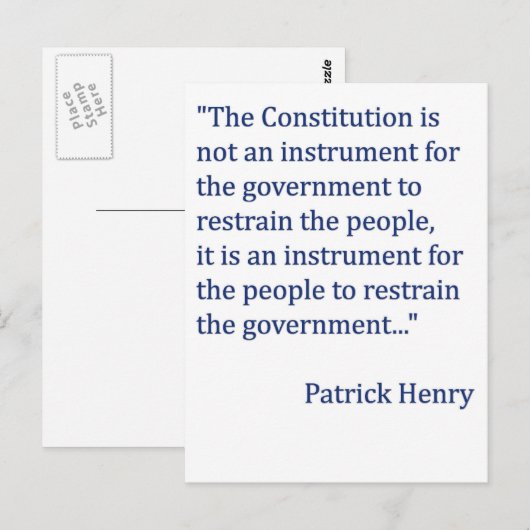 Patrick Henry Grondwet Quote Briefkaart (Voorkant / Achterkant)