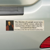 Patrick Henry LIBERTIES NIET VEILIGE Citaat Bumpersticker (Op auto)