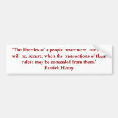 Patrick Henry Quote Bumpersticker (Voorkant)