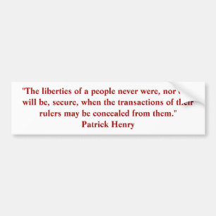 Patrick Henry Quote Bumpersticker