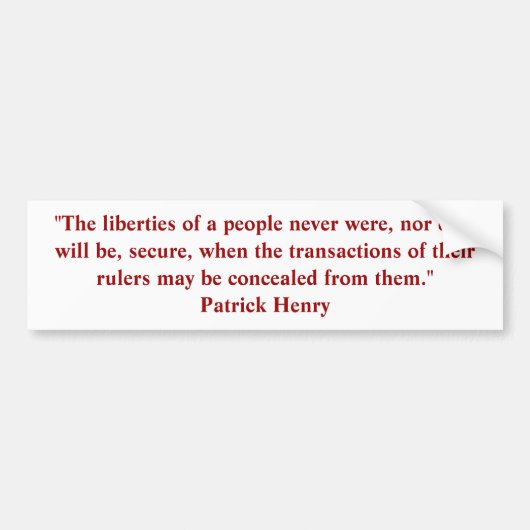 Patrick Henry Quote Bumpersticker (Voorkant)