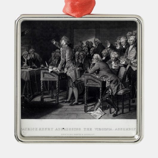 Patrick Henry richt zich tot de Virginia Assembly Metalen Ornament (Voorkant)