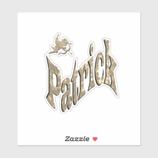 'Patrick' Jongensnaam Met Cherubijn, Sticker (Vel)
