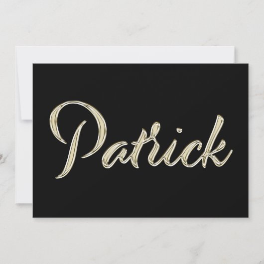 Patrick Name white gold Handwriting Karte Kaart (Voorkant)
