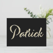 Patrick Name white gold Handwriting Karte Kaart (Staand voorkant)