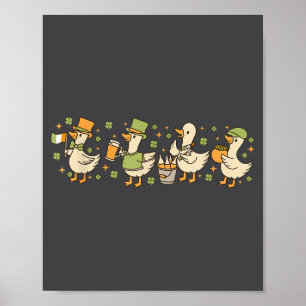 Patricks Dag, grappige Gans, Klaver, Bier Cadeau T Poster