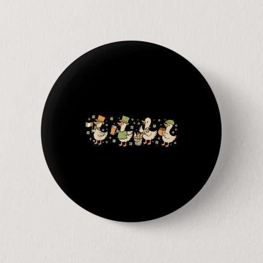 Patricks Dag, grappige Gans, Klaver, Bier Cadeau T Ronde Button 5,7 Cm (Voorkant)