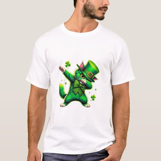 Patrick's Day Dabbing Cat T-shirt (Voorkant)