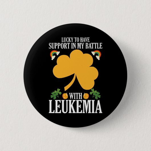 Patricks Day Four Leaf Clover Leukemie Awareness M Ronde Button 5,7 Cm (Voorkant)