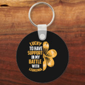 Patricks Day Four Leaf Clover verhogen leukemie be Sleutelhanger (Voorkant)