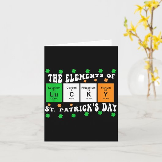 Patricks Day Funny Elements Of Lucky Periodic Tabl Kaart (Gele Bloem)