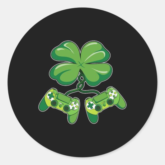 Patrick's Day Gamer Grappige Video Game Controller Ronde Sticker (Voorkant)