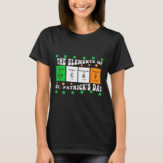 Patricks Day Grappige Elementen Van Lucky Periodie T-shirt (Voorkant)