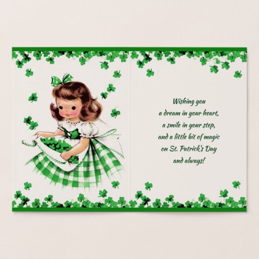 Patrick's Day. Little Irish Girl Folie Kaarten (Binnen)