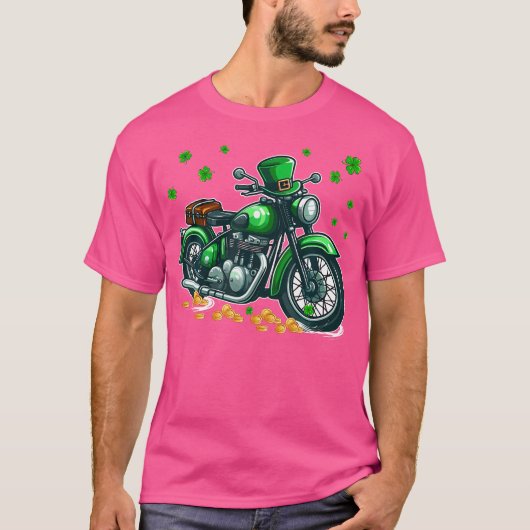 Patrick's Day Motorcycle Shamrocks Lucky Patrick's T-shirt (Voorkant)