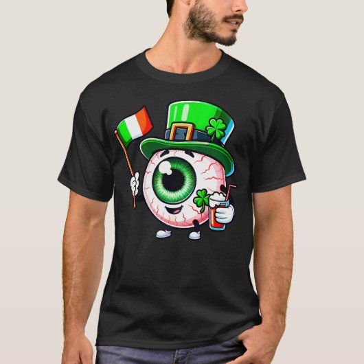 Patrick's Day Oogbollen Shamrock Ophthalmologist E T-shirt (Voorkant)