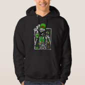 Patrick's Day Skeleton Shamrock Skull Drinking Cof Hoodie (Voorkant)