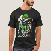 Patrick's Day Skeleton Shamrock Skull Drinking Cof T-shirt (Voorkant)