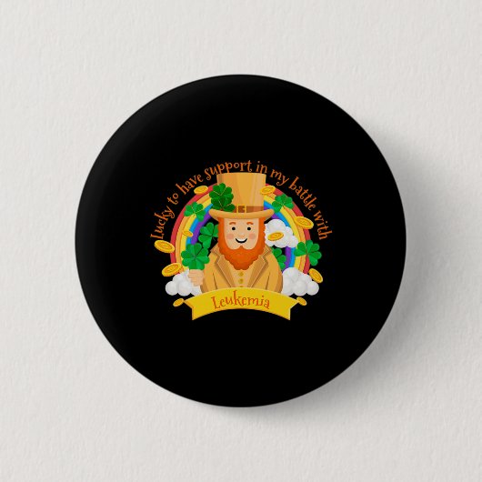 Patricks Four Leaf Clover Leprechaun Leukemia Awar Ronde Button 5,7 Cm (Voorkant)