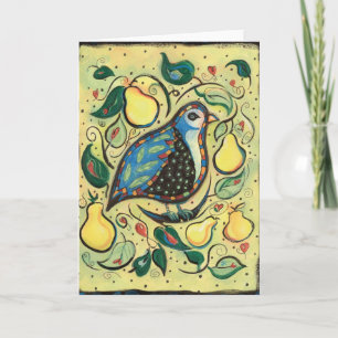 Patridge in een Geïllustreerde Kerstkaart van de Feestdagen Kaart