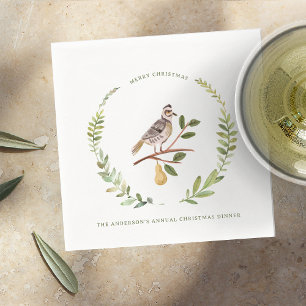 patrijs   12 Dag van Kerstmis Monogram Vakantie Servet