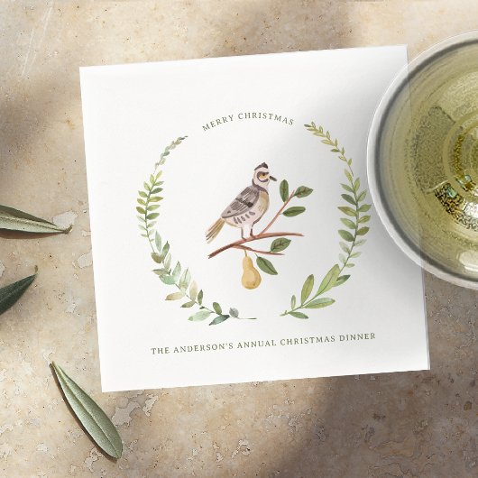 patrijs | 12 Dag van Kerstmis Monogram Vakantie Servet