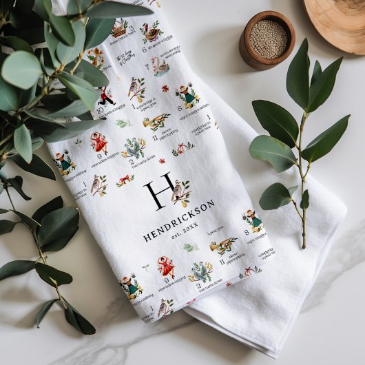 Patrijs | 12 dagen kerst monogram handdoek