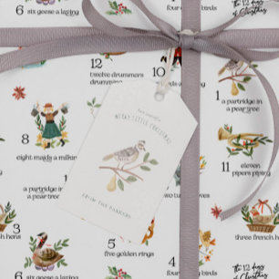 Patrijs 12 dagen kerstvakantie cadeaulabel
