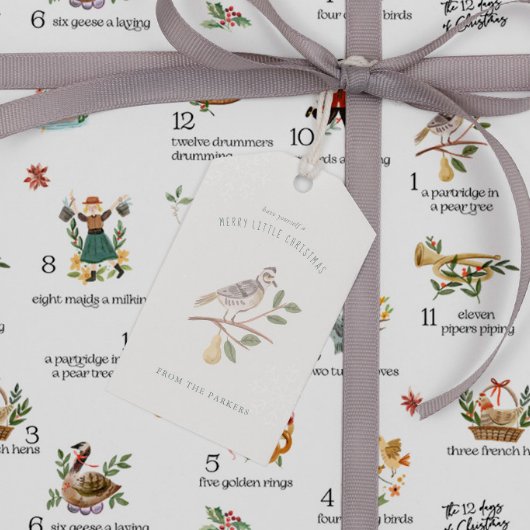 patrijs | 12 dagen kerstvakantie cadeaulabel