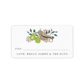 Patrijs en Peer Holiday Gift Etiket (Voorkant)